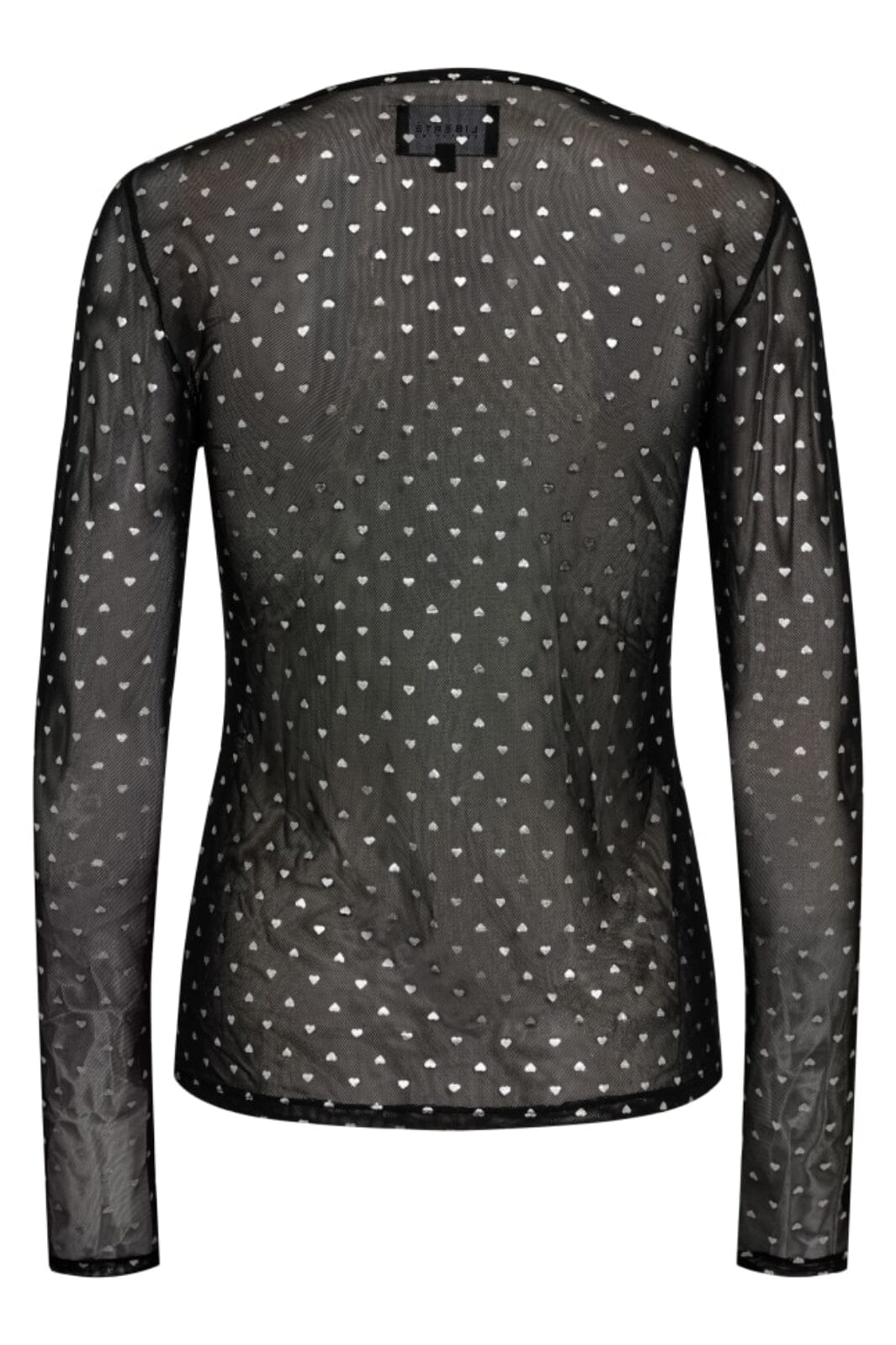 Forudbestilling - Liberte - Mesh-Ls-Sparkle-Tshirt 22134 - Black Silver Heart Bluser 