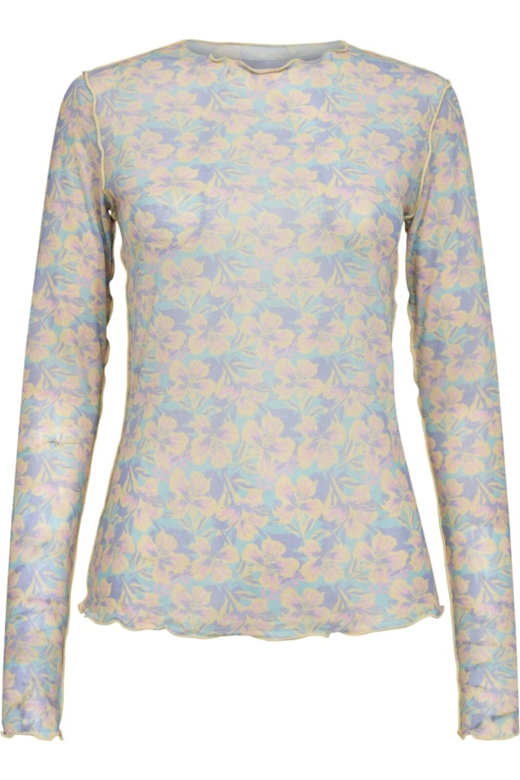 Forudbestilling - Liberte - Mesh-Top-2 - Pastel Yellow Flower (Maj) Bluser 