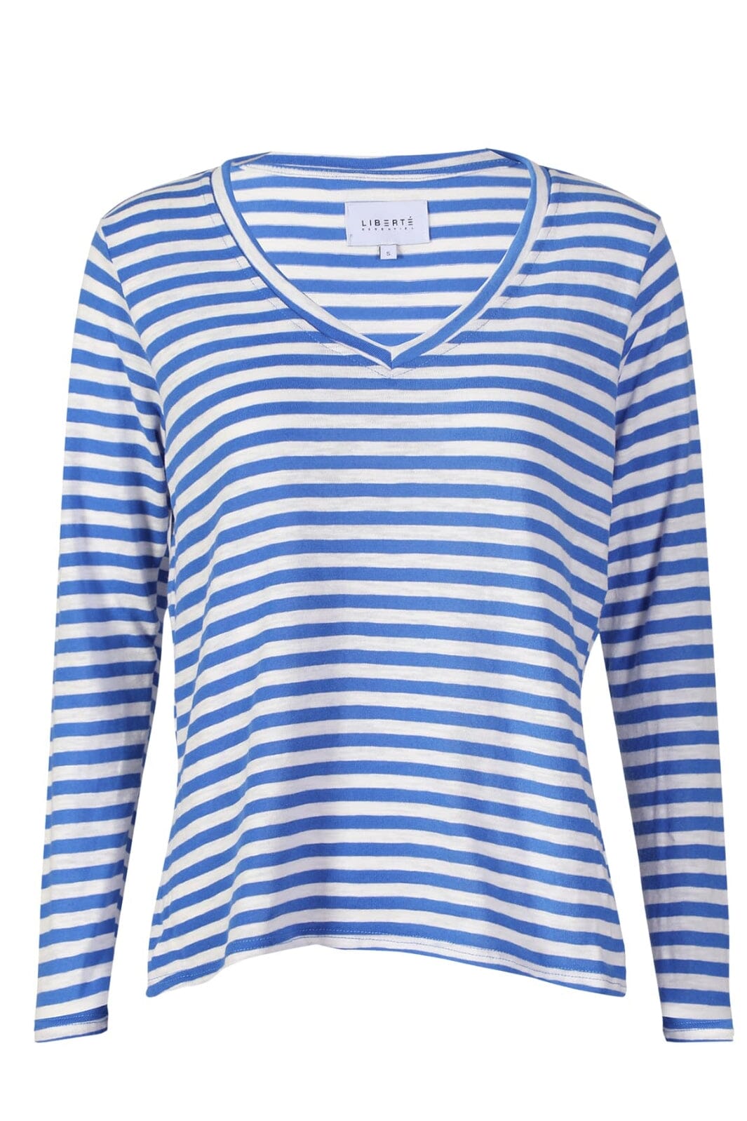 Liberte - Ulla-Ls-Vneck-Stripe-Tshirt 22160 - Cobolt White Stripe