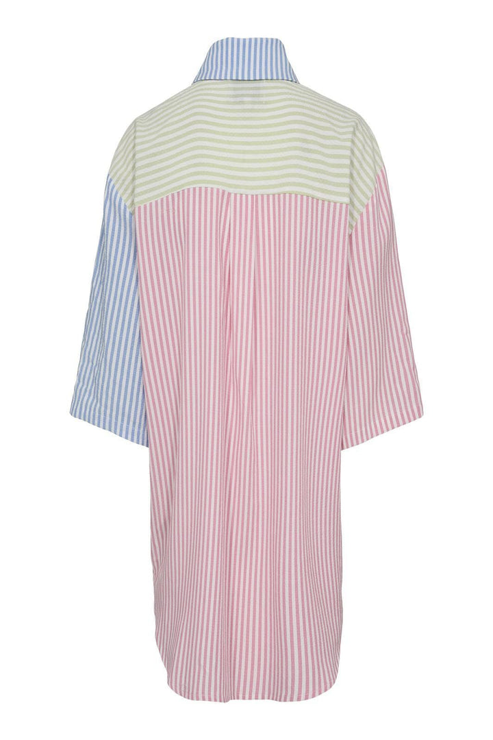 Forudbestilling - Liberte - Viola-Ss-Shirt - Mint Blue Pink Stripe Skjorter 