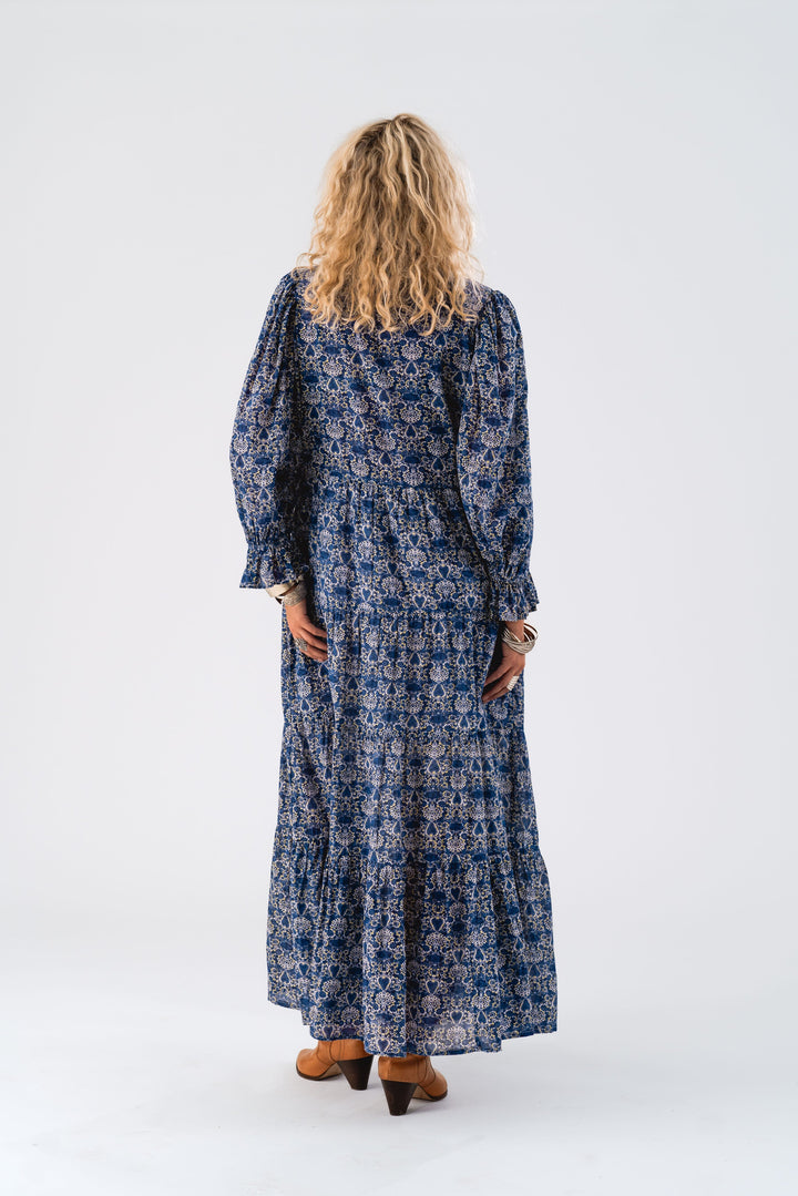 Forudbestilling - Lollys Laundry - Evelynll Maxi Dress Ls - 20 Blue Kjoler 