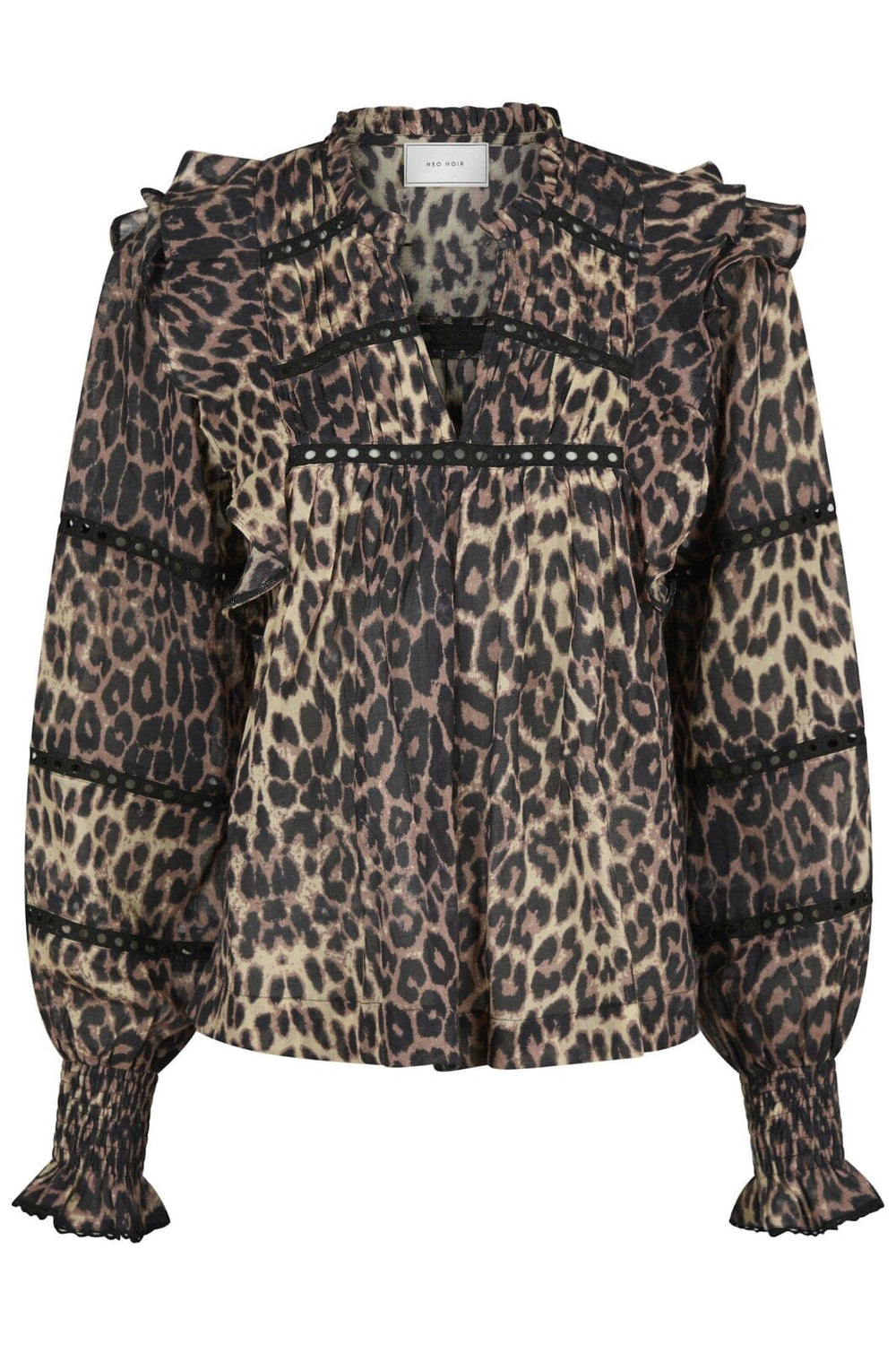 Forudbestilling - Neo Noir - Aurika Leo Voile Blouse - Leopard Skjorter 