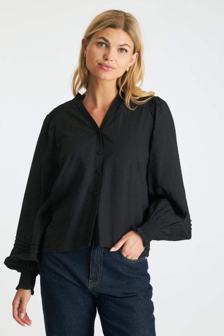 Forudbestilling - Neo Noir - Dorma Structure Blouse - Black Skjorter 