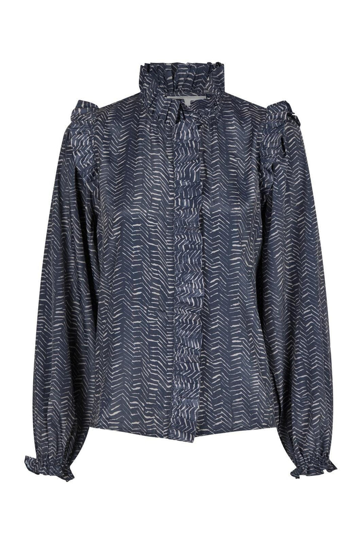 Neo Noir - Gemmi Zigzag Duo Blouse - Midnight Blue