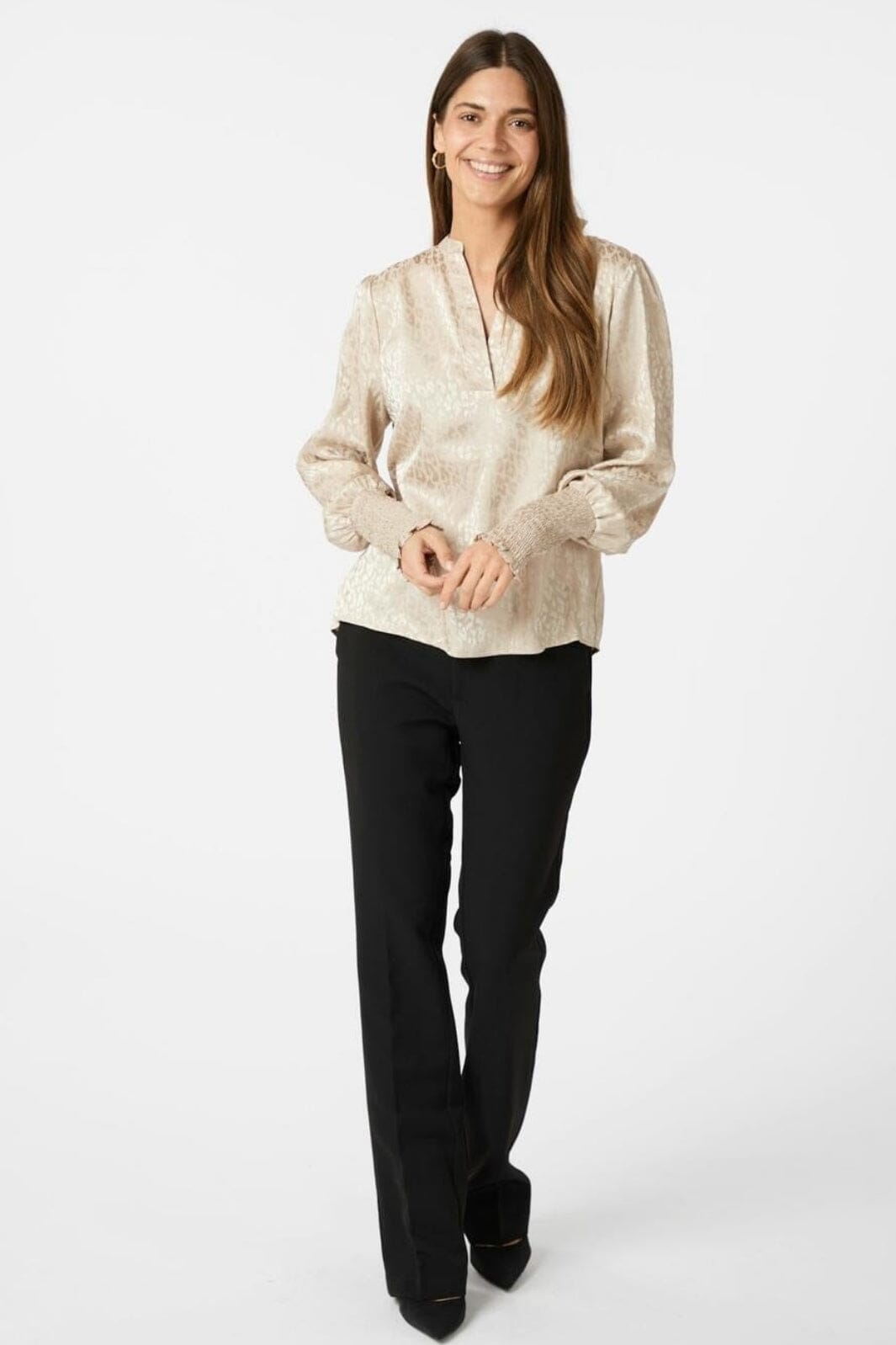 Neo Noir - Landa Leo Jacquard Blouse 164321 - Champagne