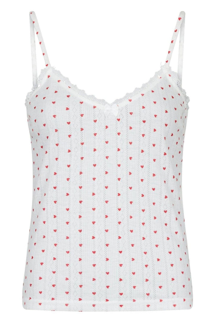 Forudbestilling - Neo Noir - Lindsay Pointelle Heart Top - White Toppe 