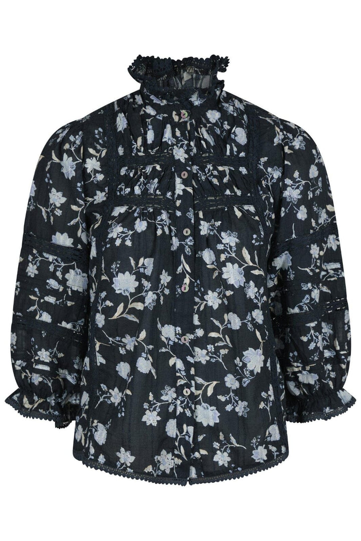 Forudbestilling - Neo Noir - Lyla Night Flower Blouse - Navy Bluser 