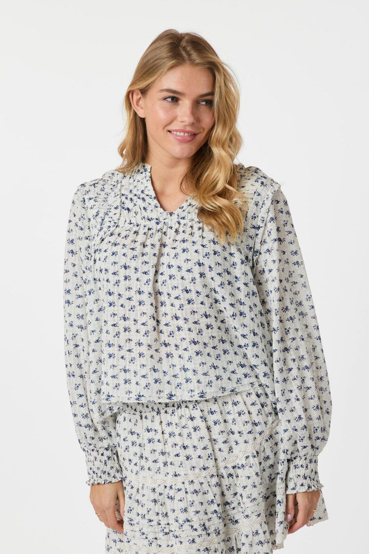 Neo Noir - Nipoa Dot Flower Blouse 165284 - 140 - Blue