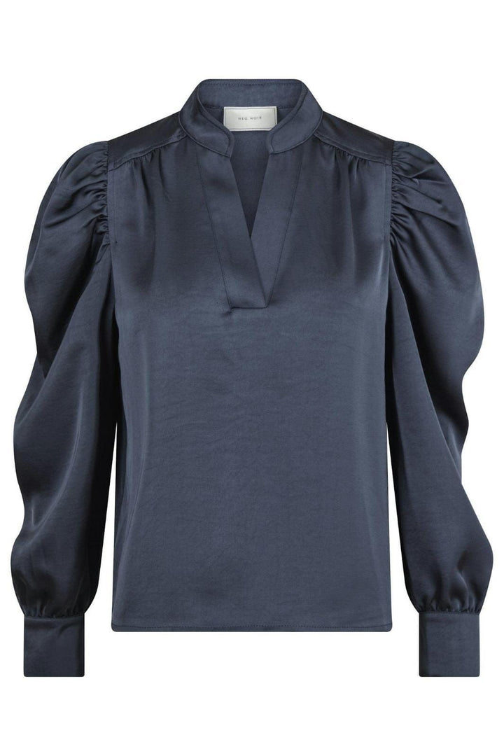 Forudbestilling - Neo Noir - Rosslyn Heavy Sateen Blouse - Midnight Blue Bluser 