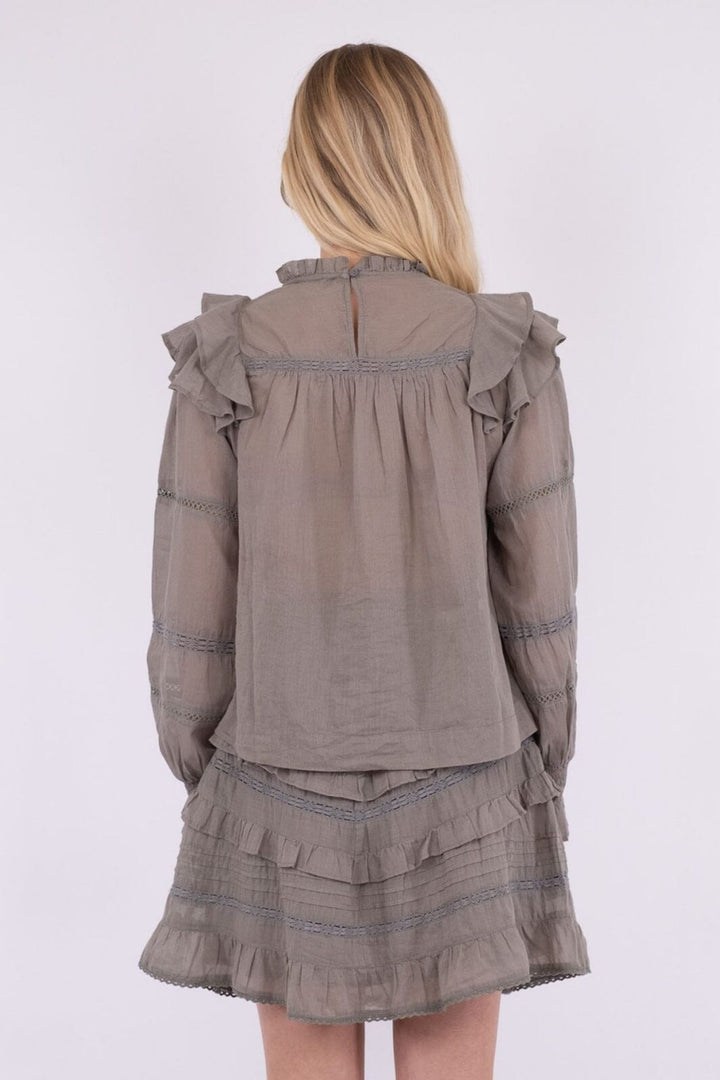 Forudbestilling - Neo Noir - Sarna S Voile Blouse - Smoke Green - (Marts) Bluser 