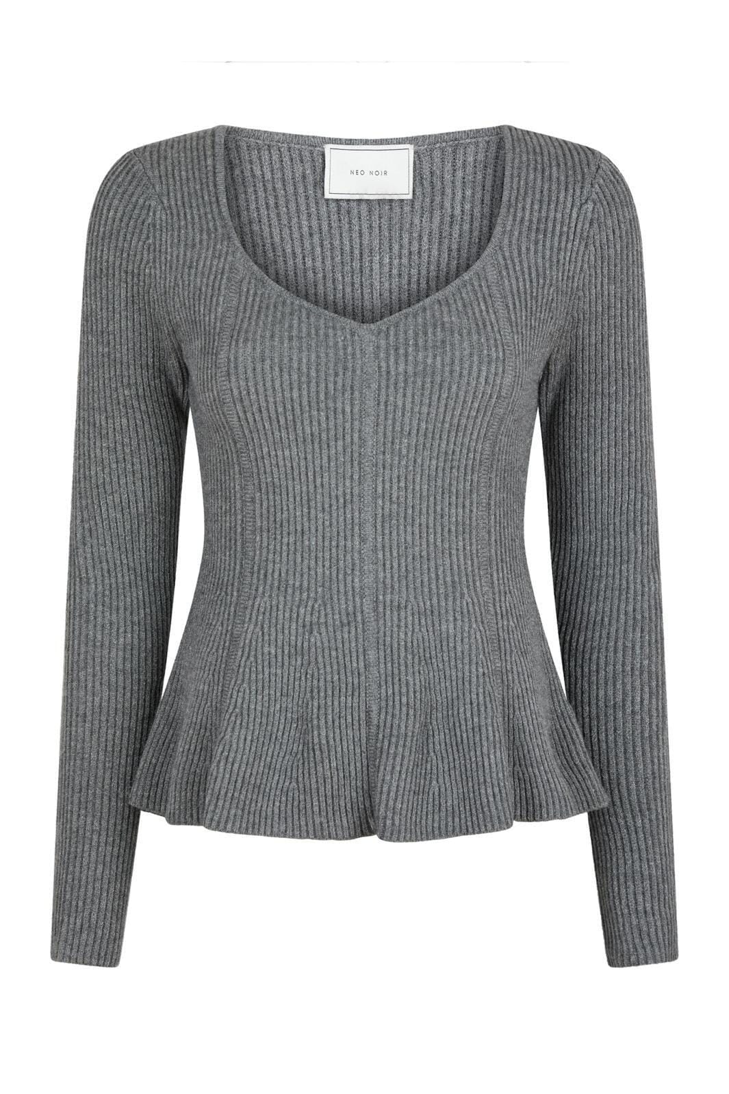 Neo Noir - Sorene Knit Blouse - Dark Grey Melange