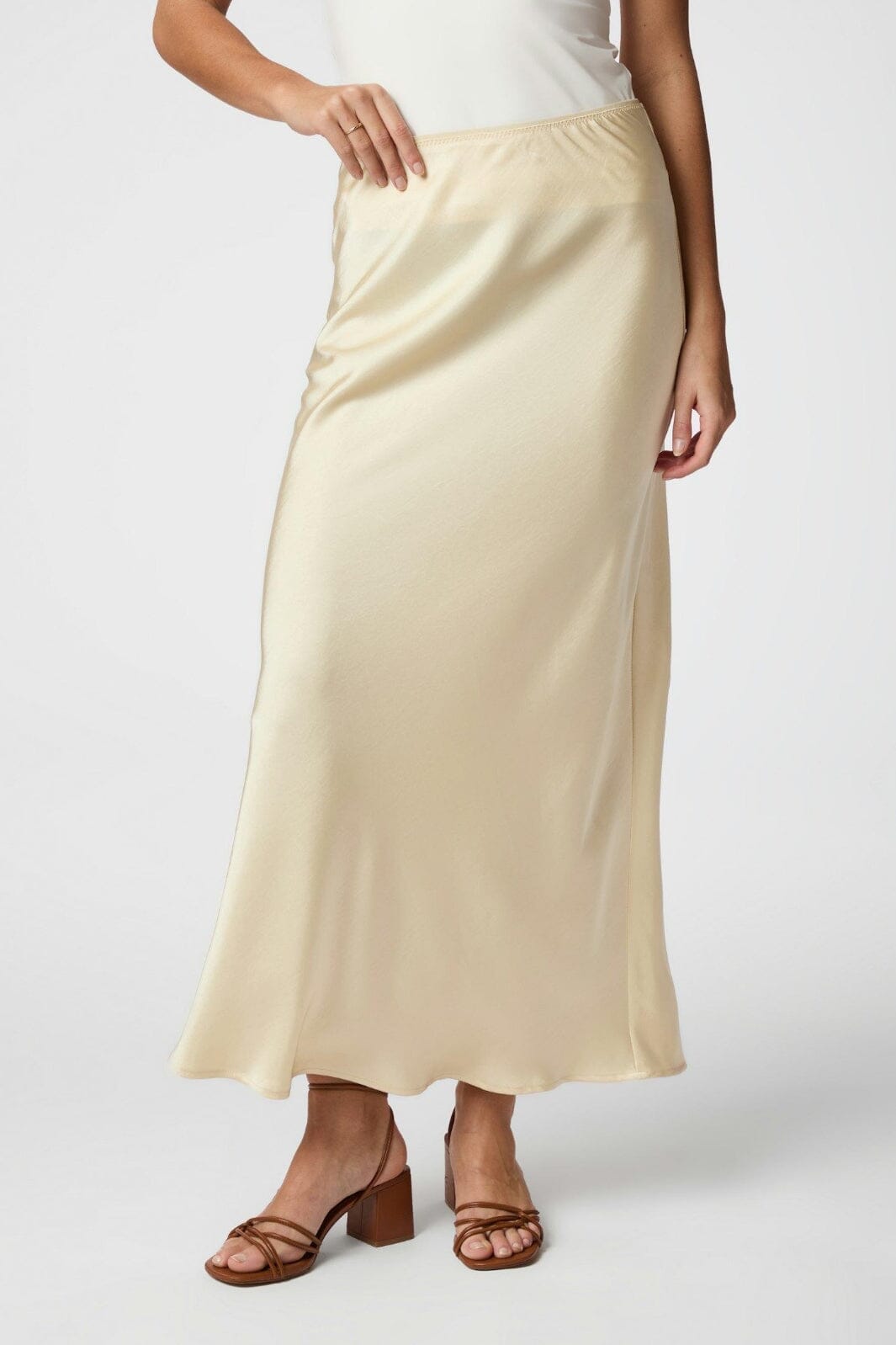 Neo Noir - Vicky Heavy Sateen Skirt 159588 - 191 - Light Yellow