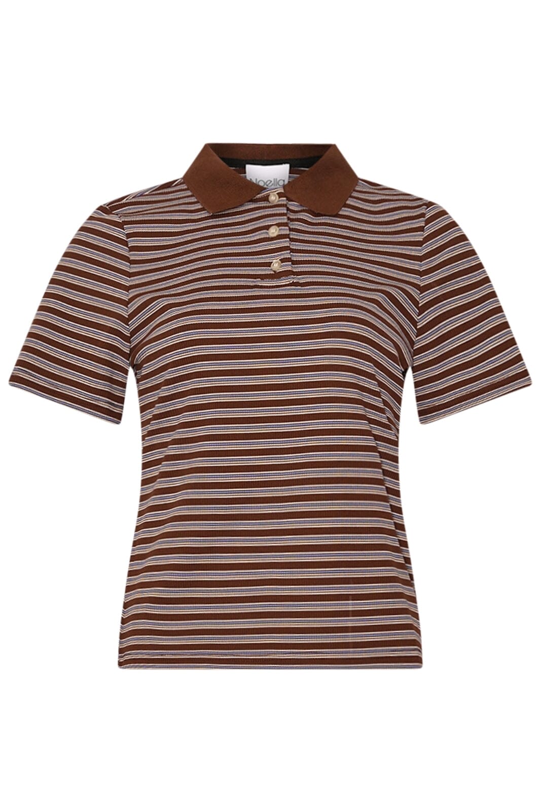 Noella - Leyna Polo Top 13670001 - 1351 - Brown Blue Stripe