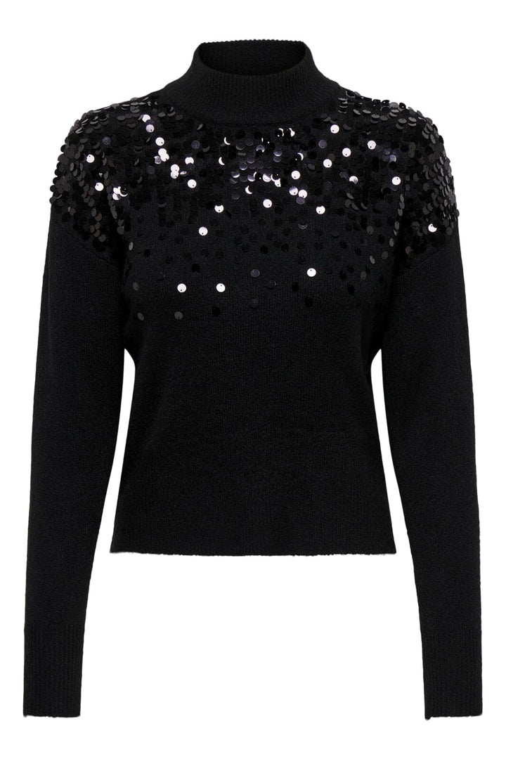 Only - Onlalba Ls Sequins High Neck Knt 15332081 - 4591146 - Black Sequins