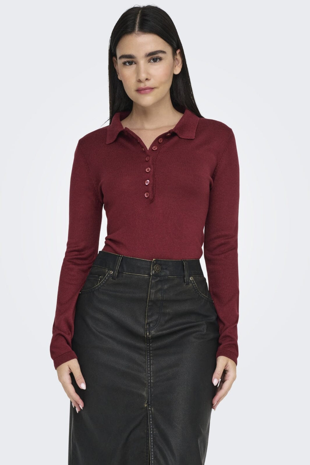 Only - Onlcathrine Ls Polo Neck Knt 15347184 - 4752974 - Cabernet