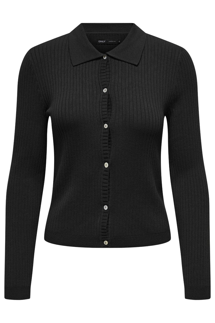 Only - Onlkaya Ls Polo V-Neck Cardigan Knt 15344842 - 4717431 - Black