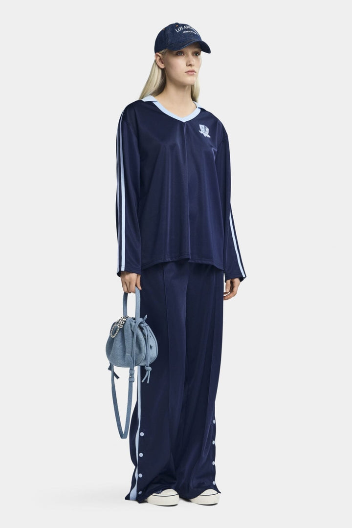 Forudbestilling - Pieces - Pcgrace Button Pants Fsy - 4756226 Maritime Blue Cashmere Blue Stripe Bukser 