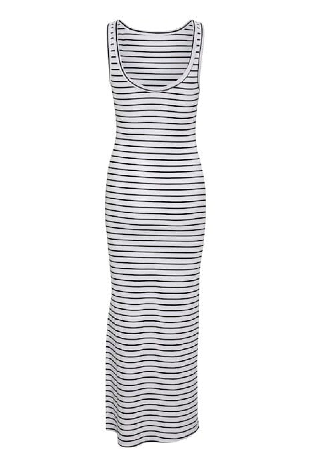 Gestuz - DrewGZ sl reversible stripe dress NOOS - Bright White Black stripe Kjoler 