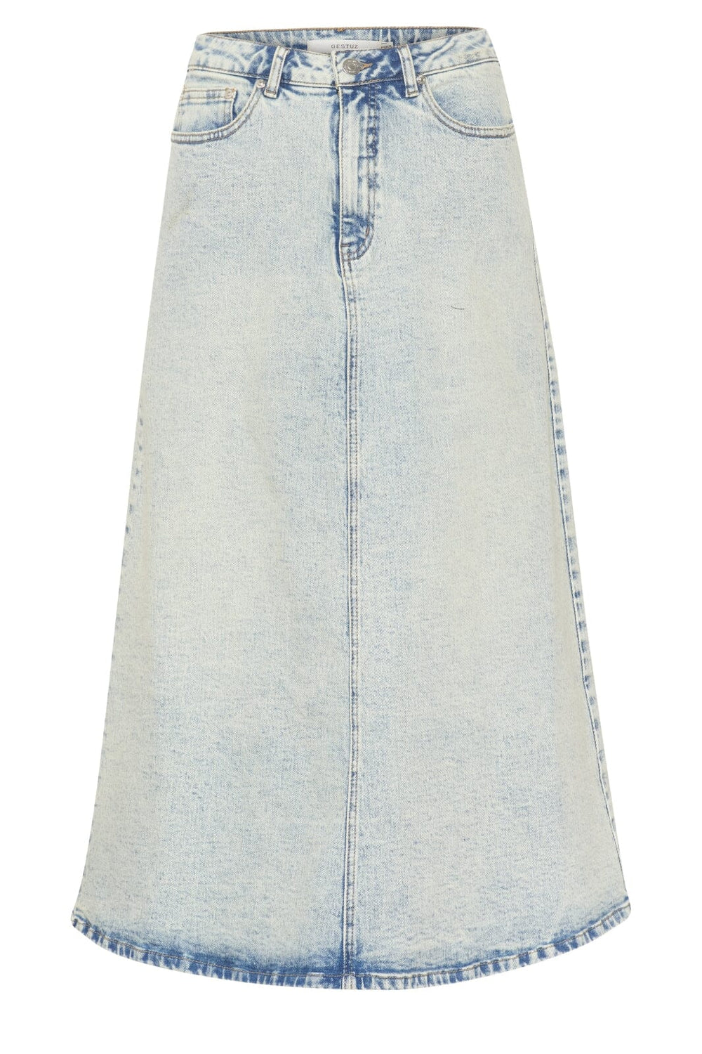 Gestuz - ManulaGZ HW midi skirt - Light blue acid wash Nederdele 