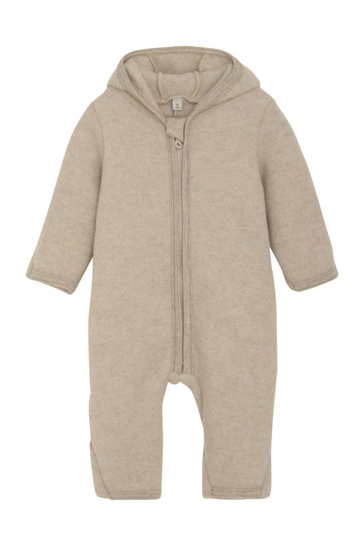 Huttelihut - Pram Suit Ears Wool Fleece (S) - Camel Melange Heldragter 