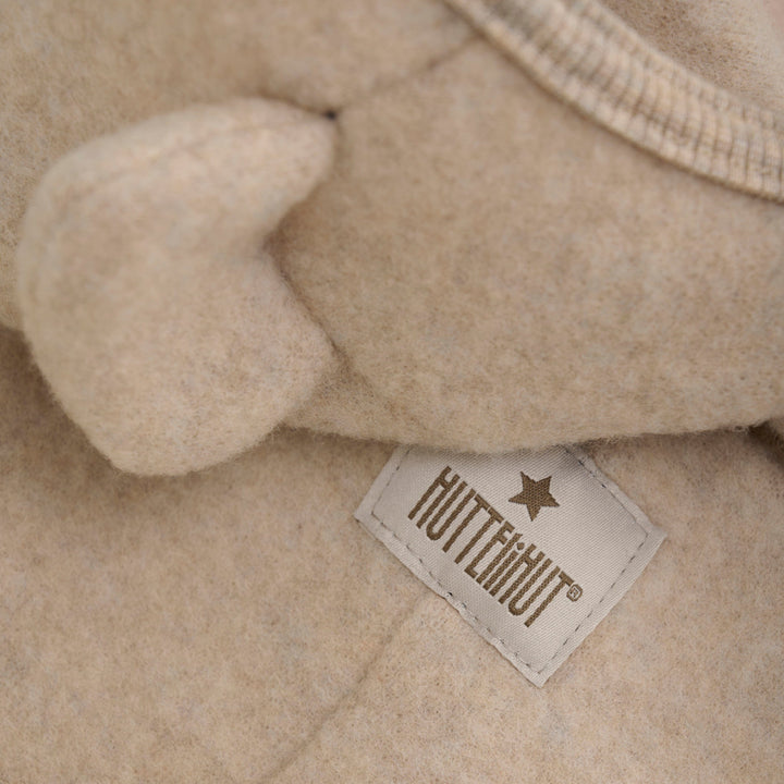 Huttelihut - Pram Suit Ears Wool Fleece (S) - Camel Melange Heldragter 