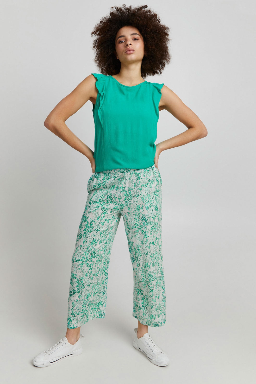 Ichi - Ihmarrakech Aop Pants3 - Holly Green Bukser 