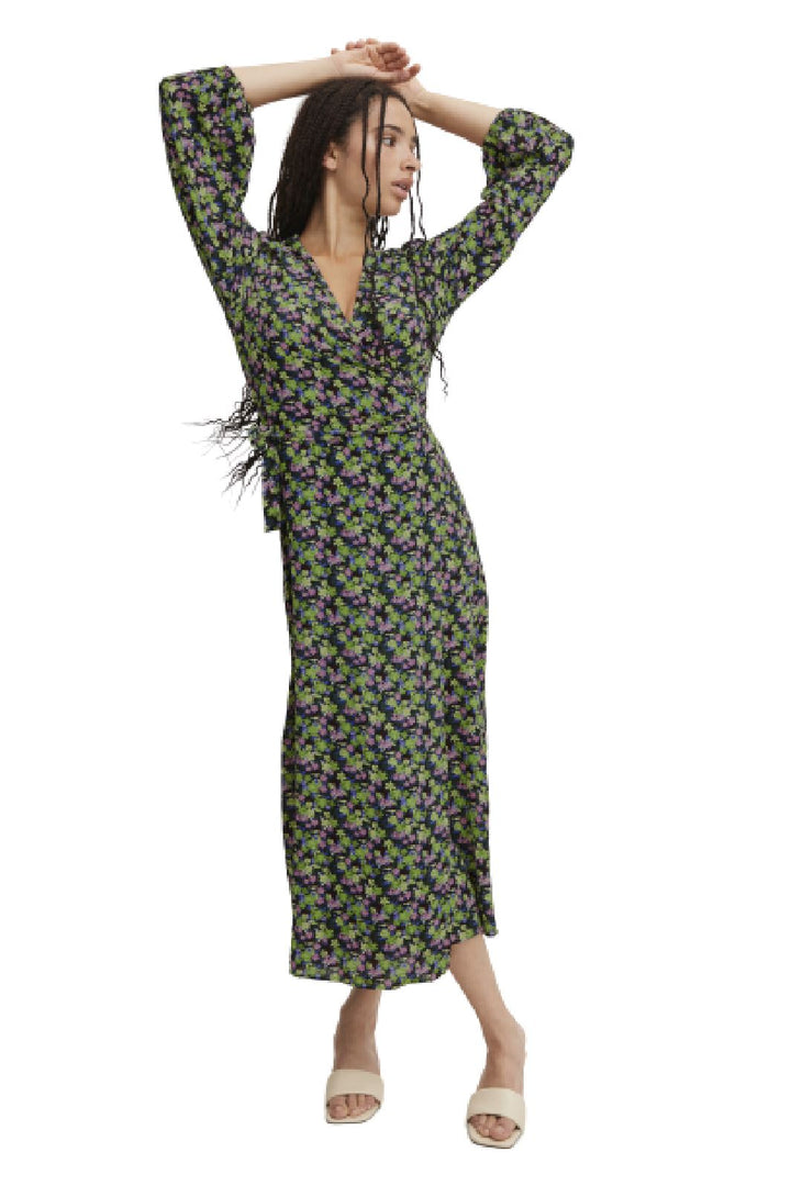 ICHI - Ixeliana Dress - Blue Spruce Flower Print Kjoler 