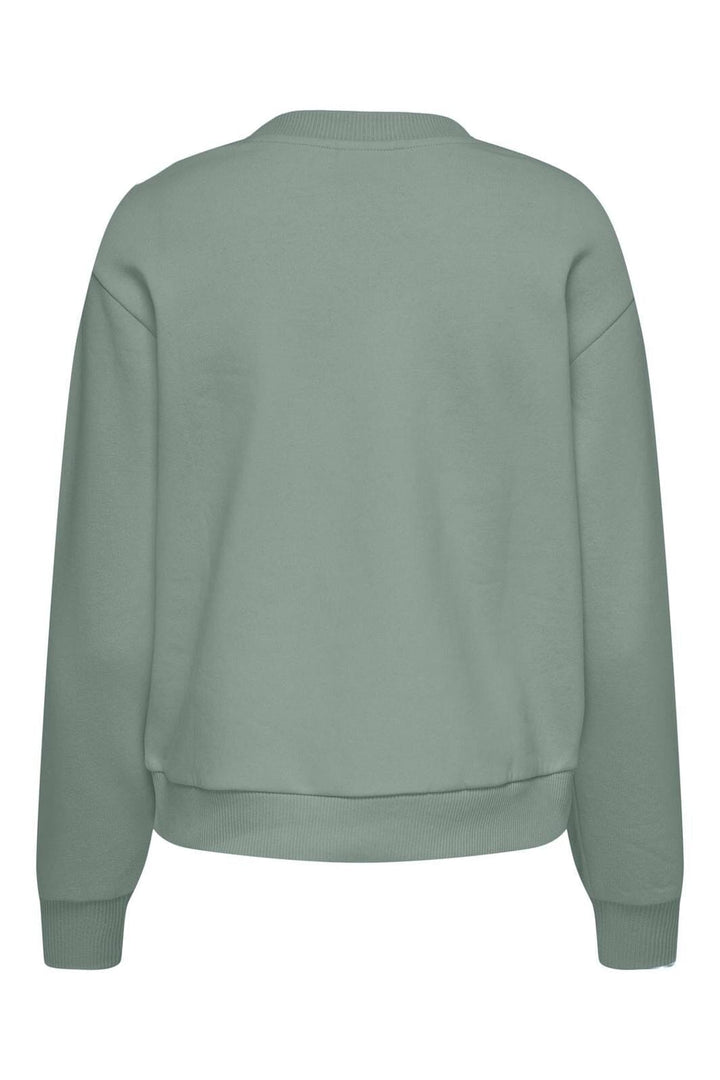 Jdy - Jdyparis L/S Emb Sweat - 4713612 Iceberg Green Paris Heart Embroidery