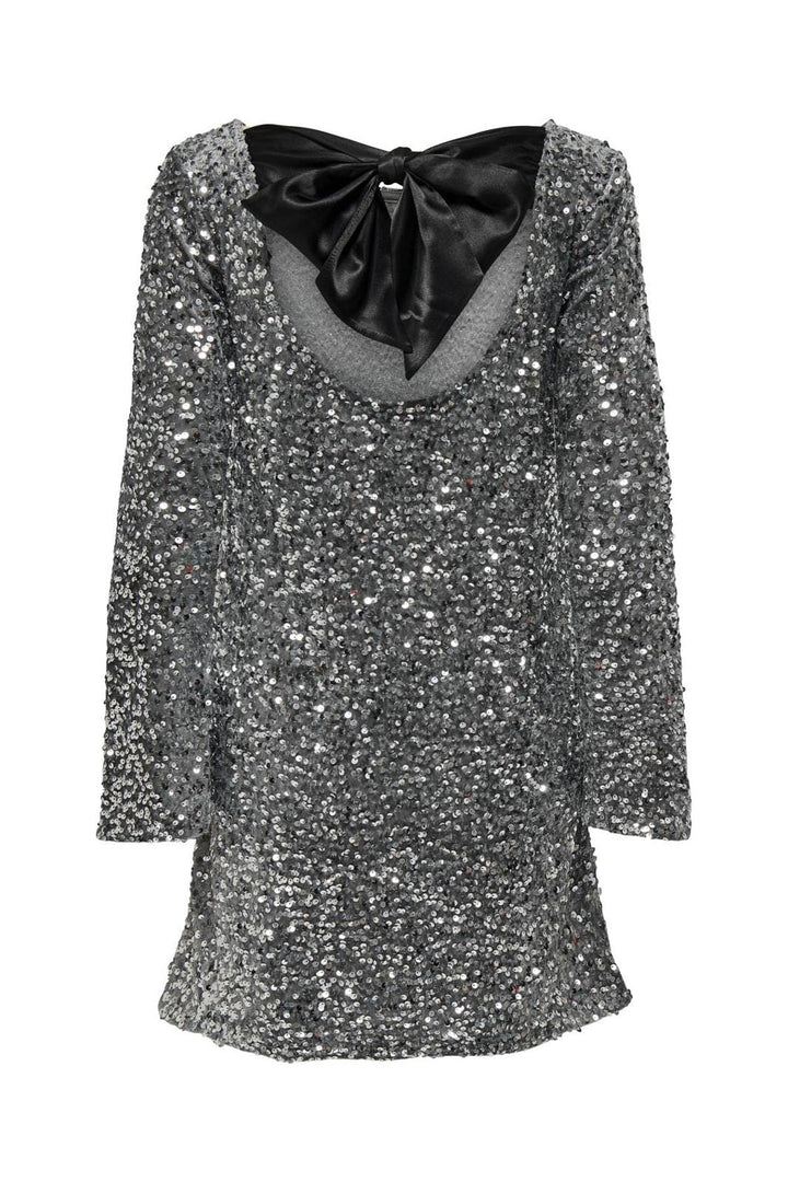 JDY - Jdysara L/S Bow Sequins Dress - 4640070 Silver Black Bow