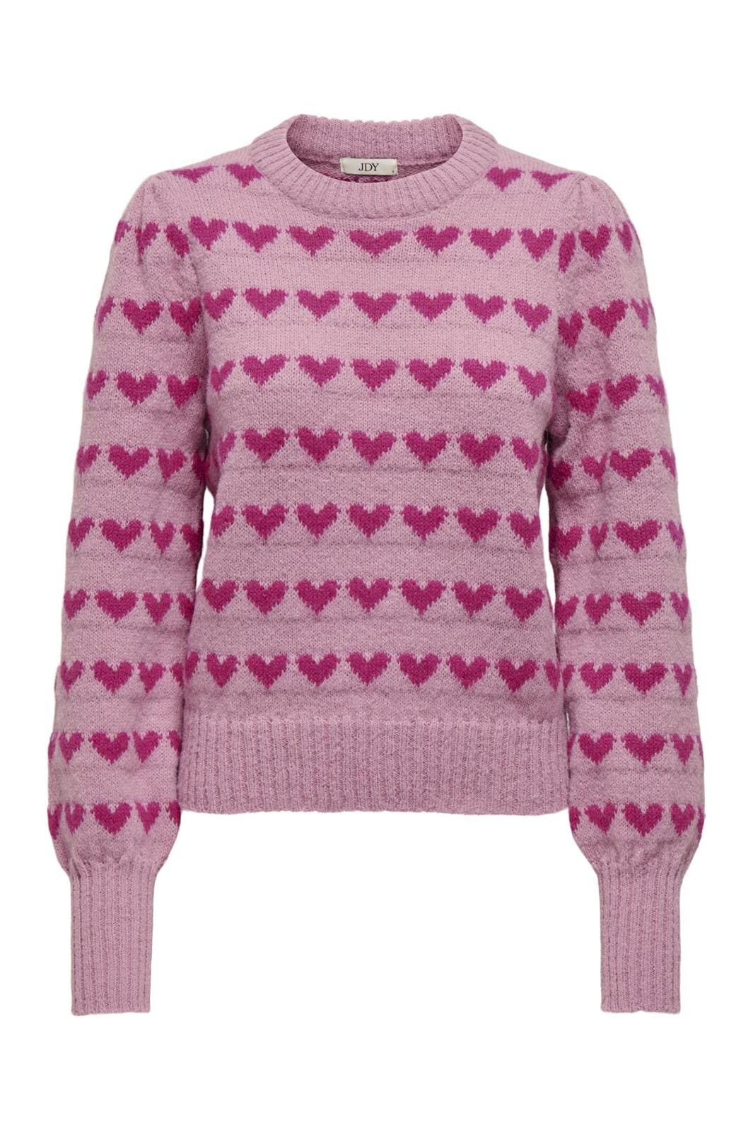 Jdy - Jdysigrid Life L/S On Puff Pull Knt - 4622909 Lilas W. Cactus Flower Hearts