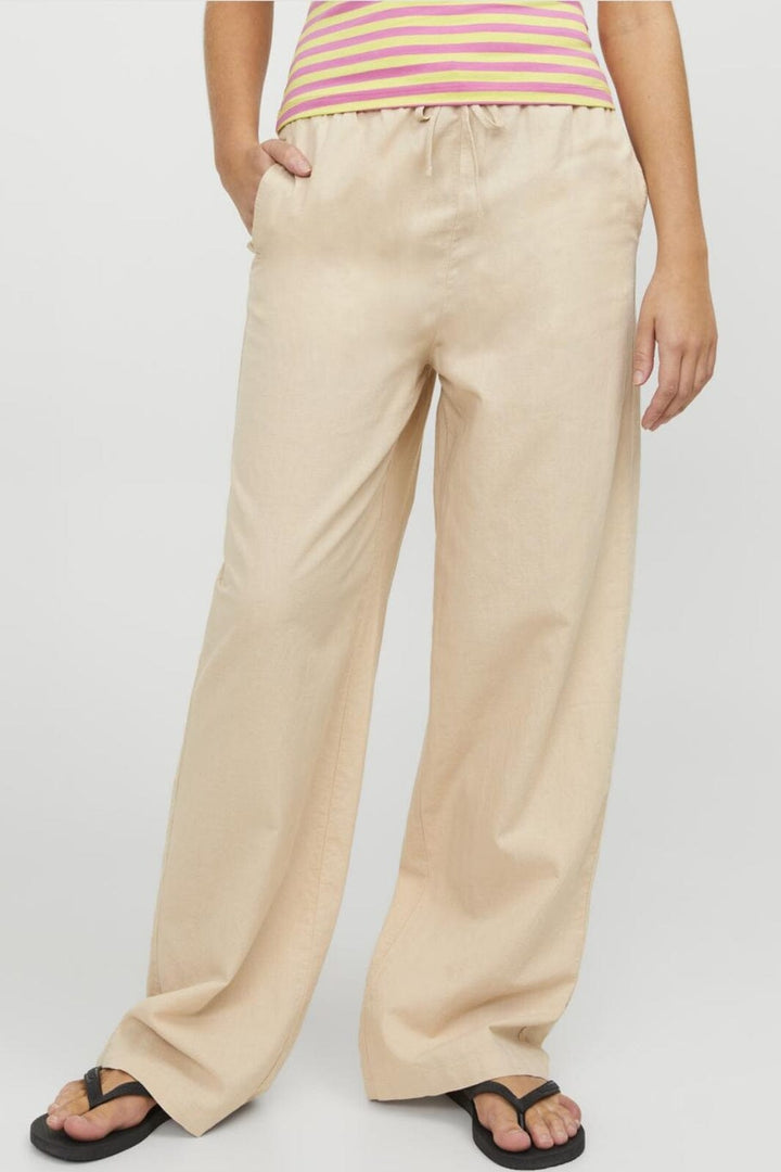 Jjxx - Jxflora Linen Blend Pant Sn - 4388891 Cement Bukser 