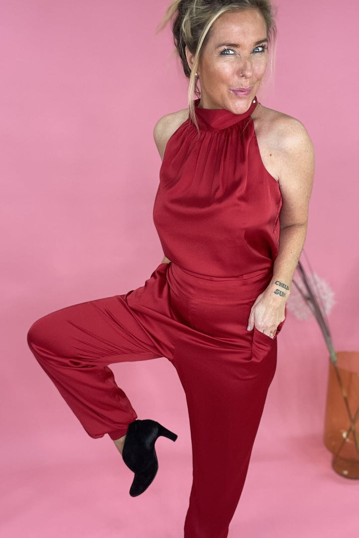 Karmamia - Lennox Jumpsuit - Deep Red Jumpsuits 