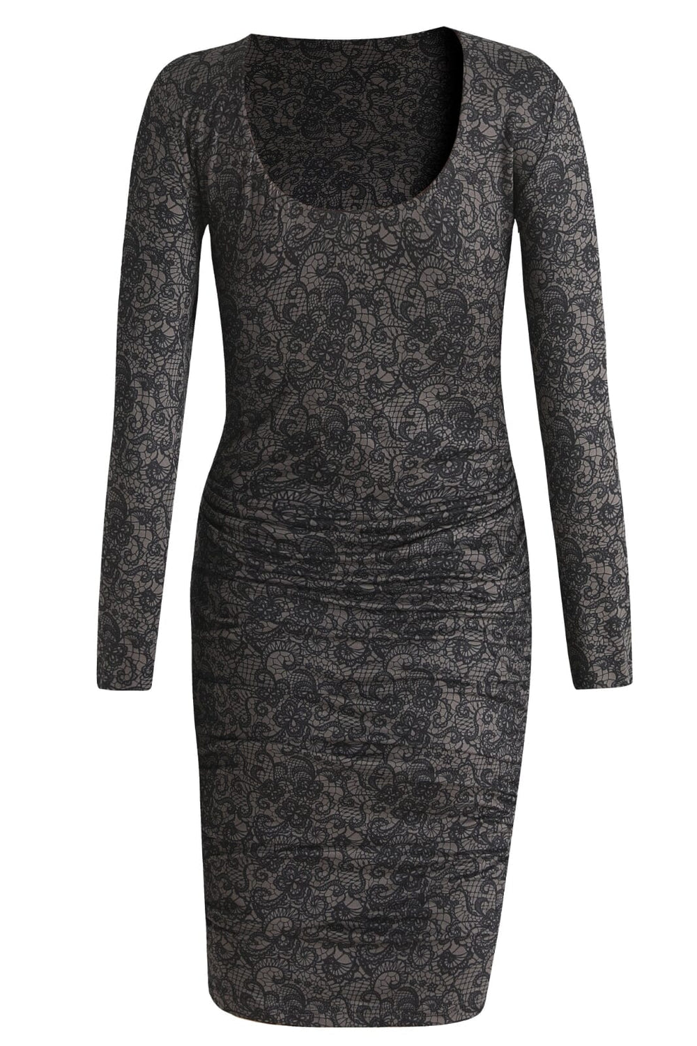 Liberte - Alma-Ls-Turn-Dress - Black Grey Lace Kjoler 