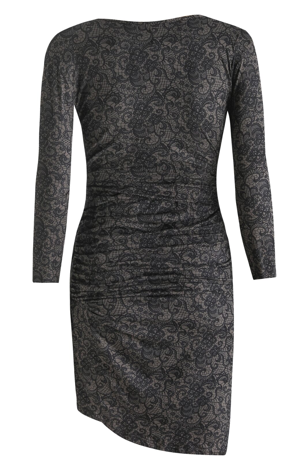 Liberte - Alma-Ls-Wrap-Dress - Black Grey Lace Kjoler 