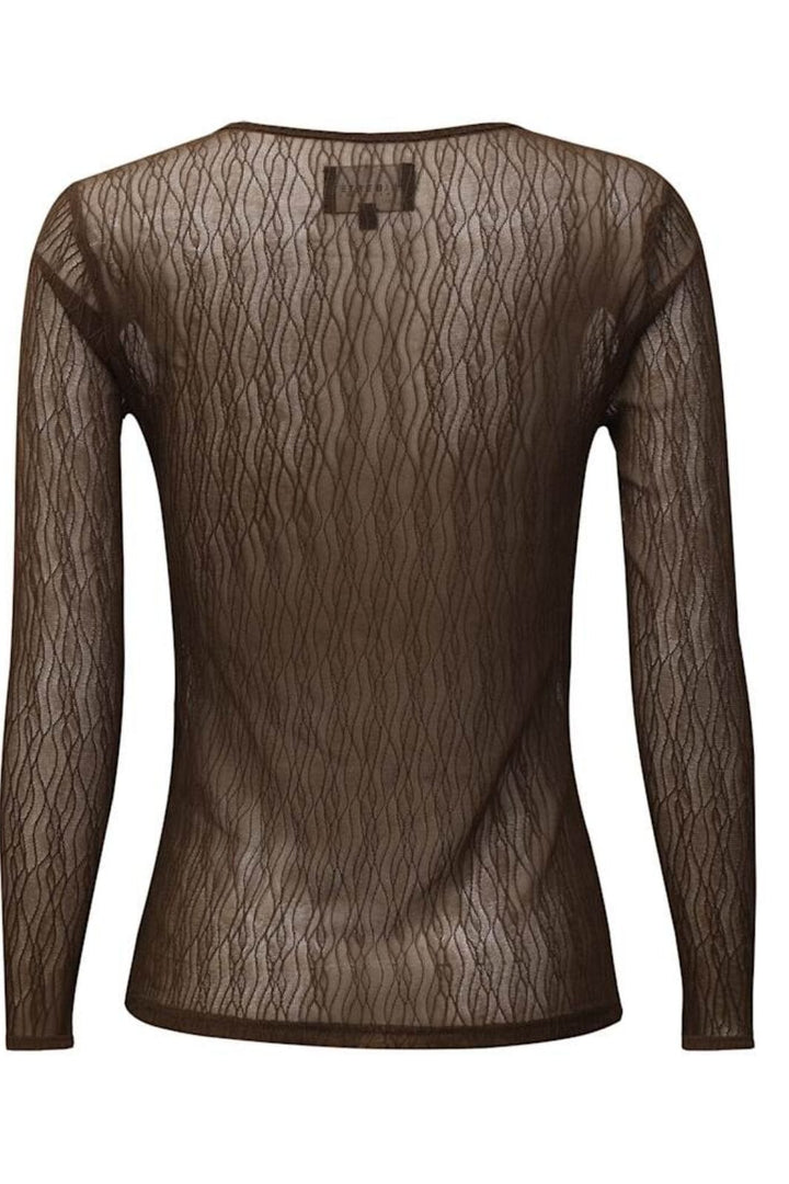 Liberte - Isa-Ls-Lace-Blouse 21345 - Dark Brown Lines