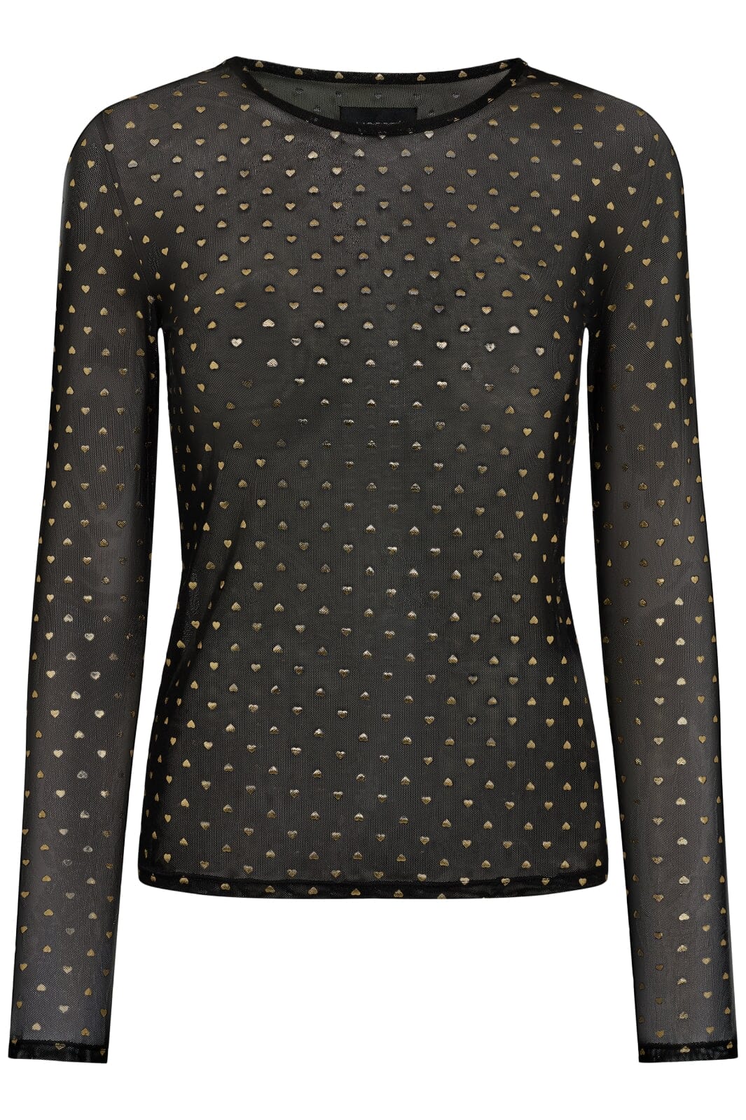 Liberte - Mesh-Ls-Sparkle-Tshirt 22134 - Black Gold Heart Bluser 