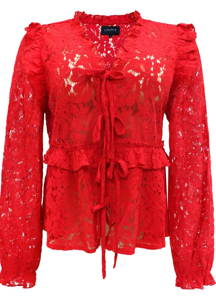 Liberte - Nartina-Ls-Tie-Blouse - Red Bluser 