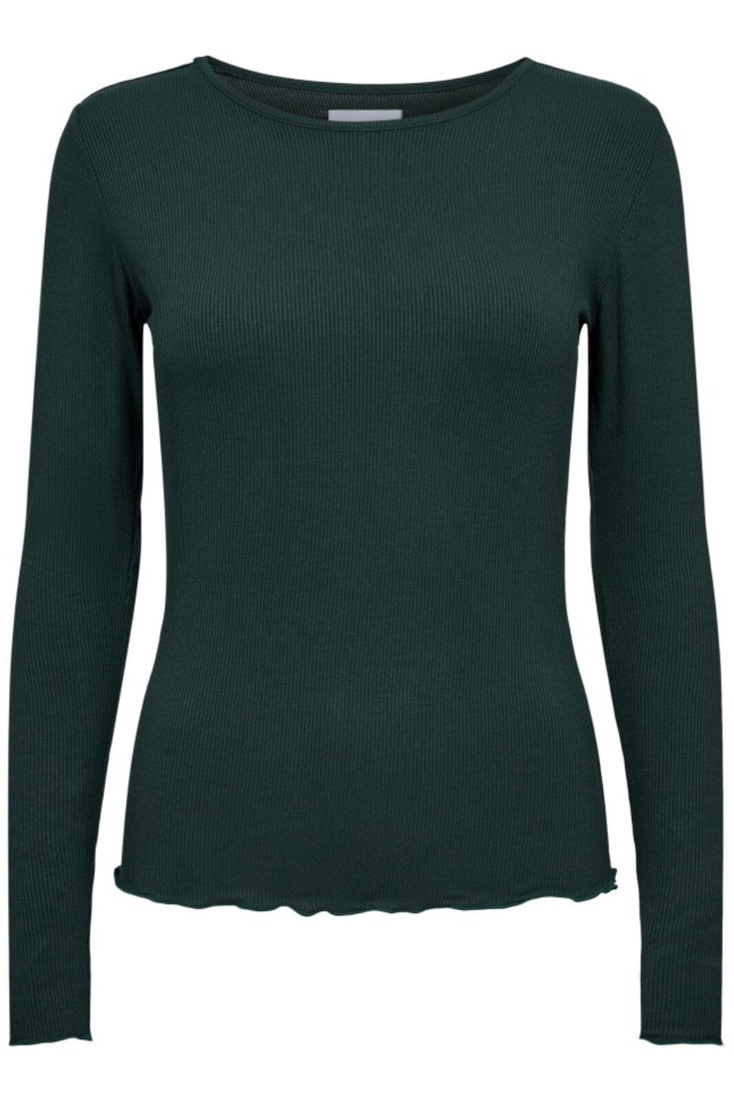 Liberte - Natalia Ls Round Neck Blouse - Bottlegreen Bluser 