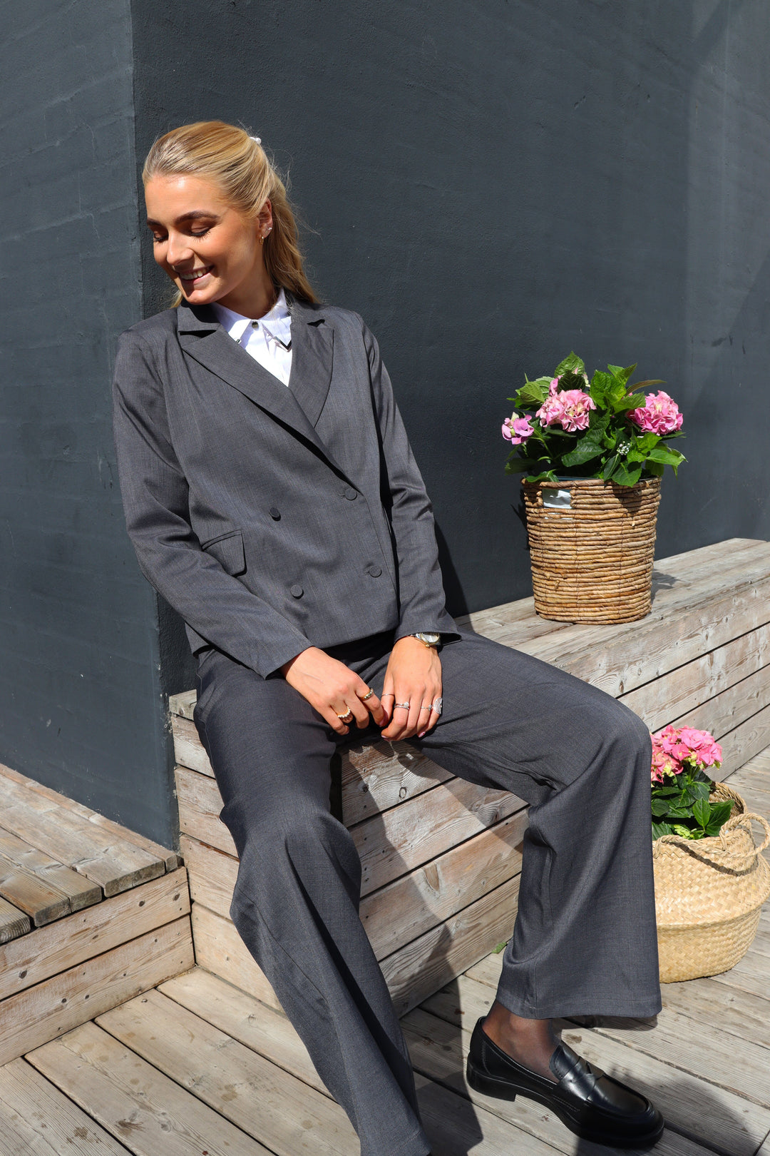 Liberte - Nibby-Wide-Pants - Anthracite Grey Bukser 