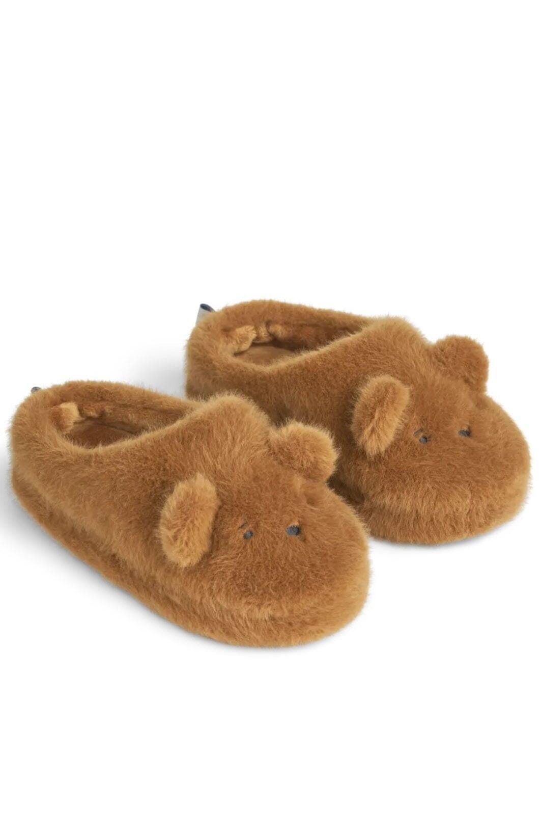 Liewood - Aviaja Bear Slippers - Golden caramel Hjemmesko & sutsko 