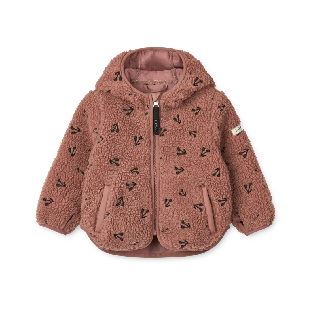 Liewood - Mara Pile Jacket With Ears - Cherries / Dark rosetta Fleece jakker 