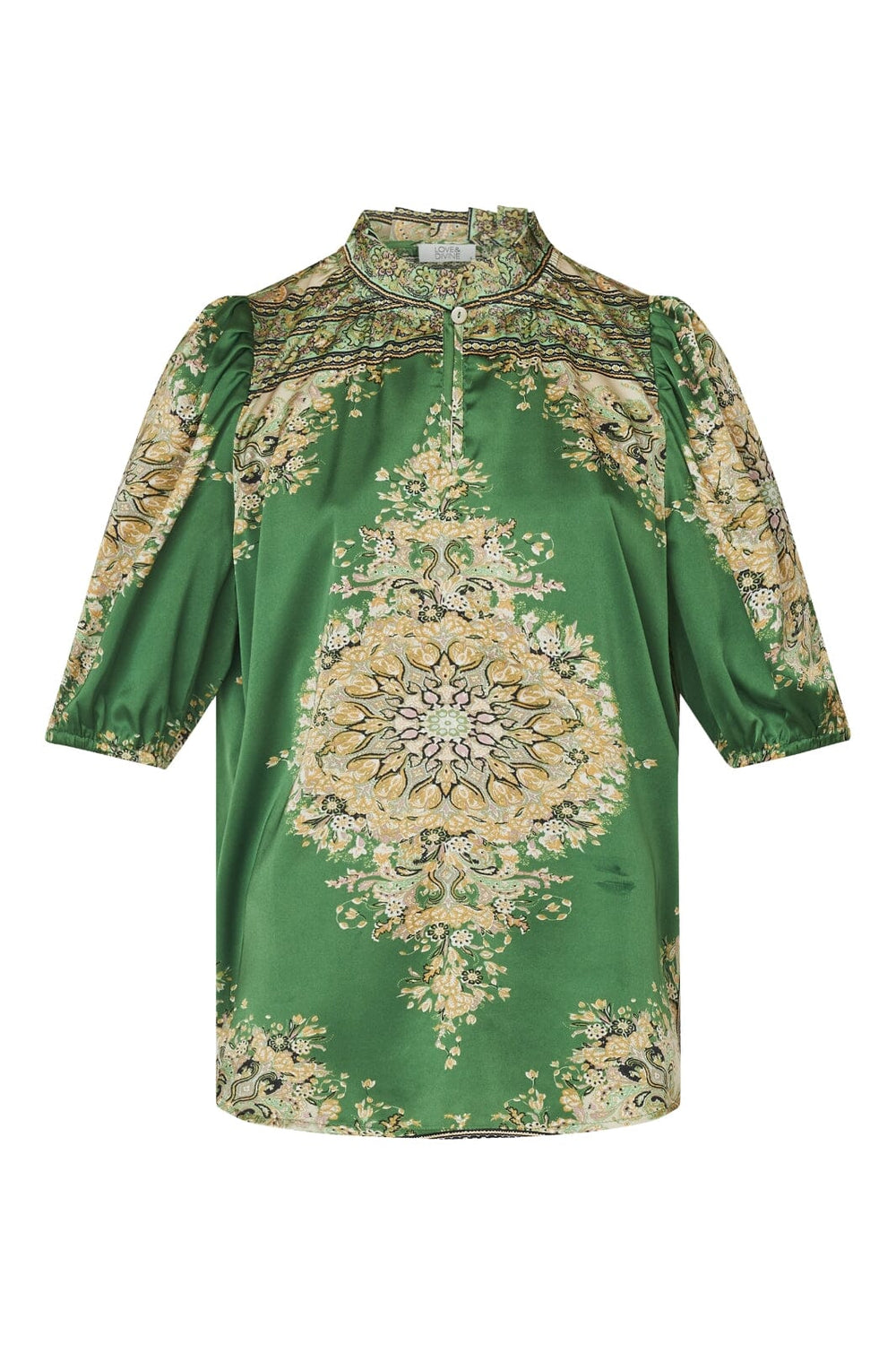 Love & Divine - Love910-8 - 801 Green Paisley Bluser 