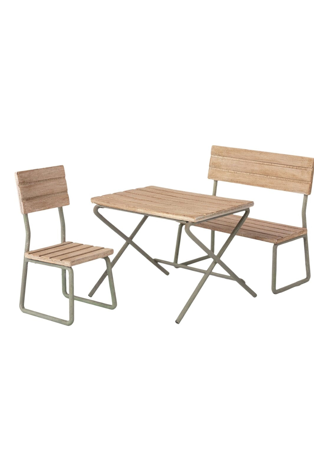 Maileg - Garden Set, Table W. Chair And Bench - Mini Legetøj 