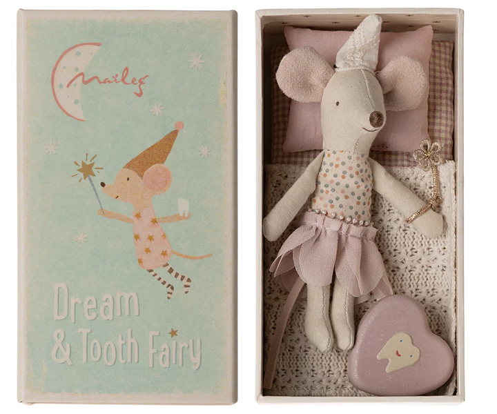 Maileg - Tooth Fairy Mouse, Little Sister In Matchbox Legetøj 