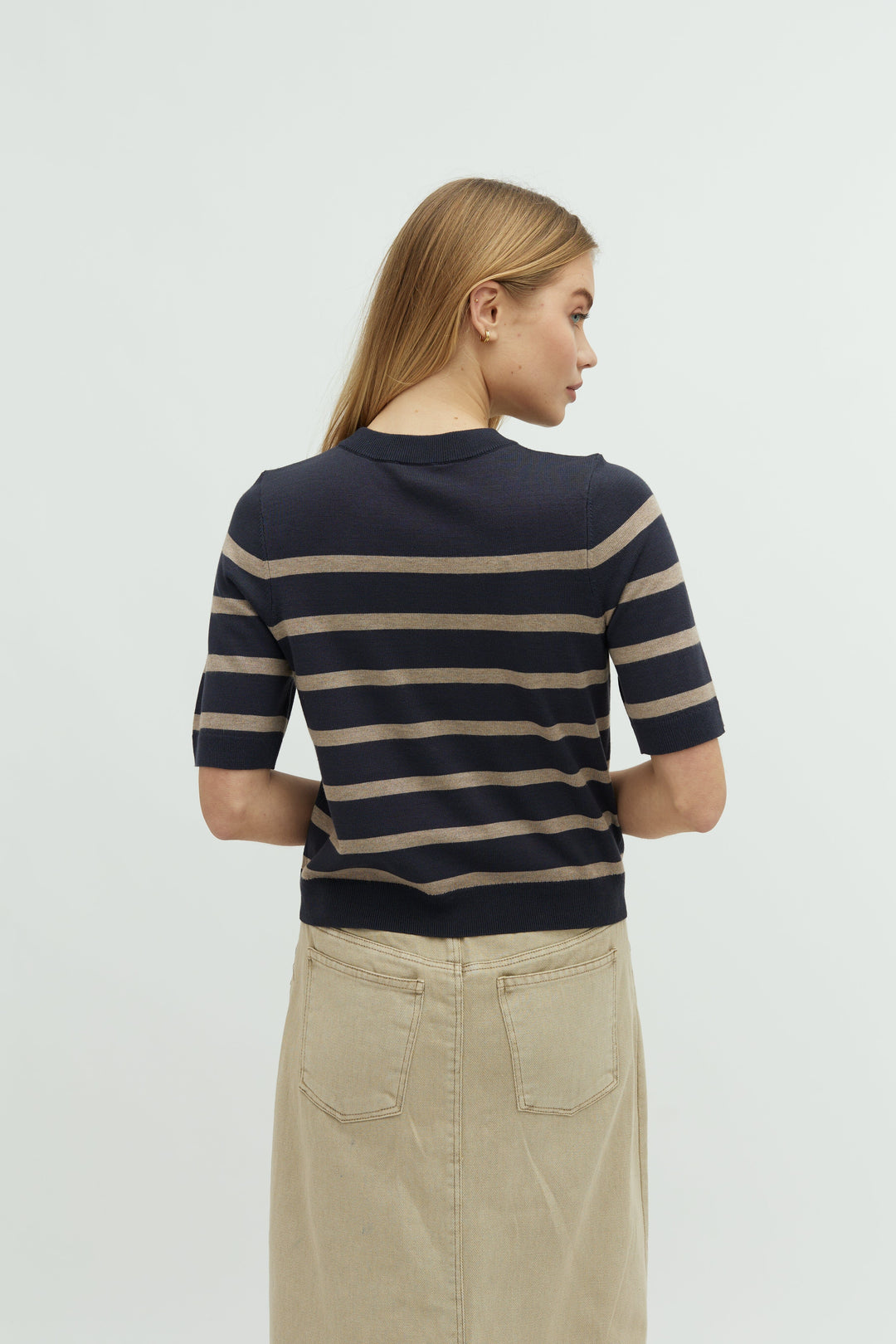 MbyM - Carla-M - Q56 Blue Island Fossil Stripe Strikbluser 