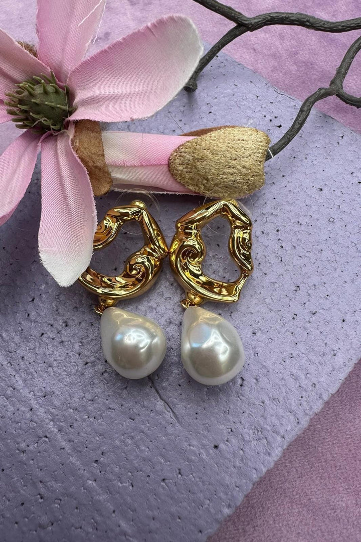 Mellow Moon - Pearl Drop Earring - Forgyldt Øreringe 