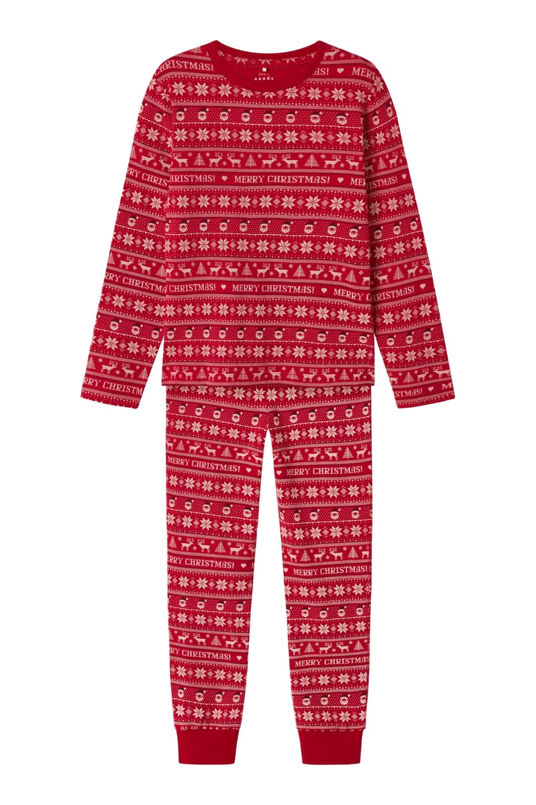 Name It - Nknvismas Ls Nightset - 4668404 Jester Red Merry Christmas Nattøj 