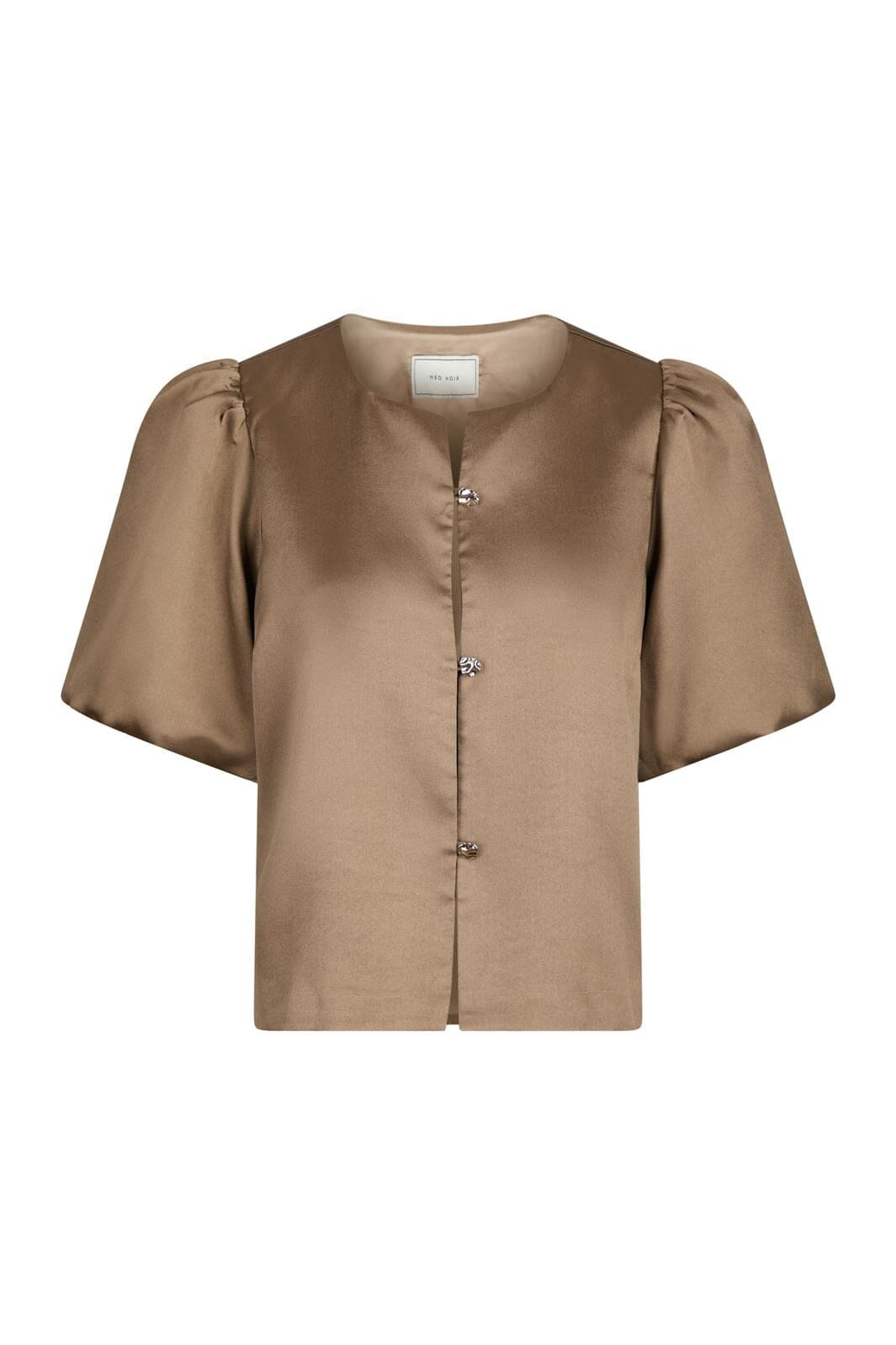 Neo Noir - Aisa Dull Satin Blouse 164658 - 811 - Dark Taupe