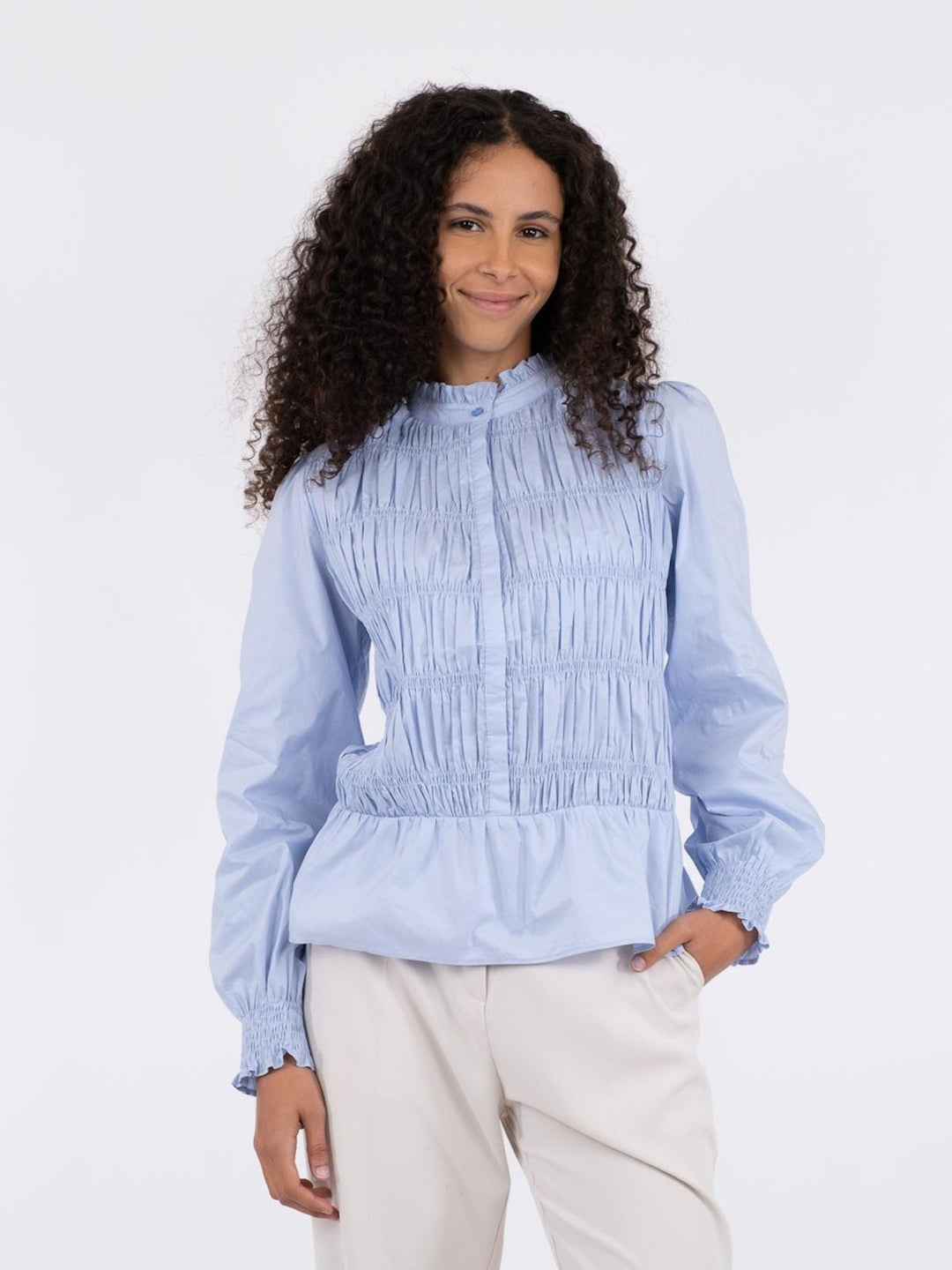 Neo Noir - Alaska Smock Blouse - Light Blue Bluser 