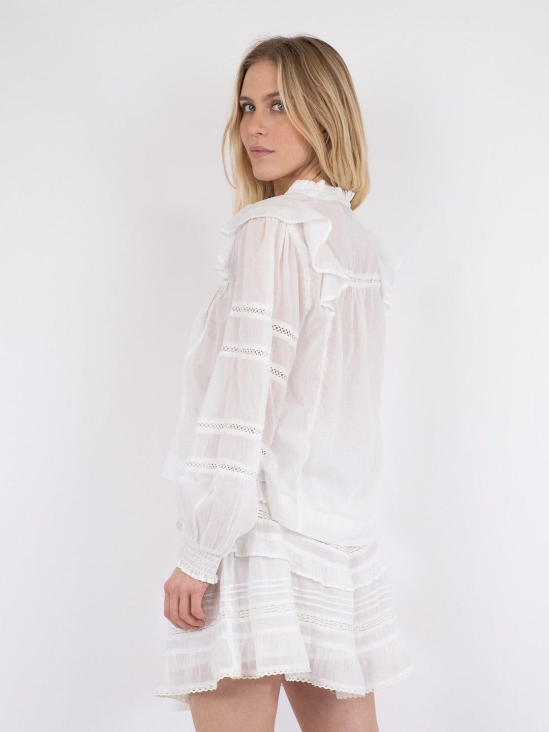 Neo Noir - Aroma S Voile Blouse - White Bluser 